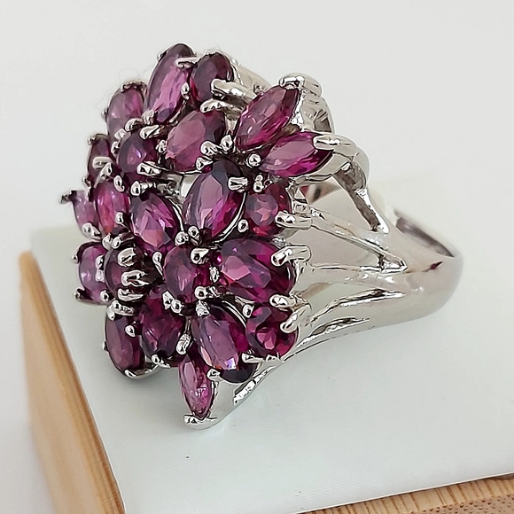 Natural‎ Oval Pink Rhodolite Garnet 6x4mm 925 Sterling Silver Ring Size 7.25 - Picture 9 of 16